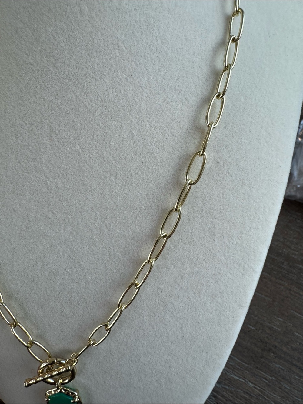 Kendra Scott Daphne convertible Gold link Chain Necklace with Green Pendant - Picture 5 of 8